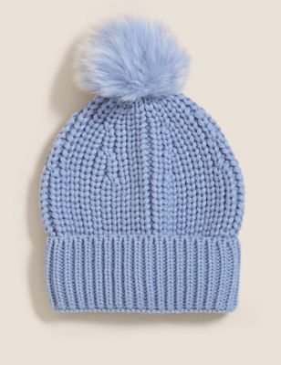 

Womens M&S Collection Knitted Pom Hat - Mid Blue, Mid Blue