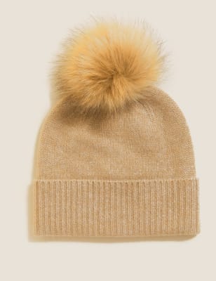 

Womens Autograph Pure Cashmere Pom Hat - Camel, Camel