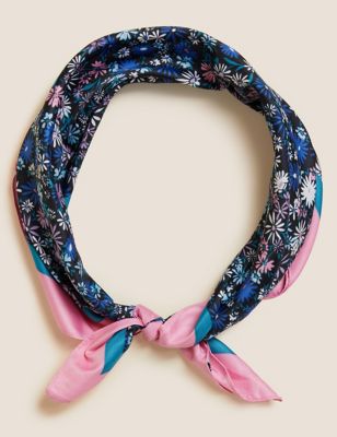 

Womens M&S Collection Printed Square Neckerchief - Pink Mix, Pink Mix
