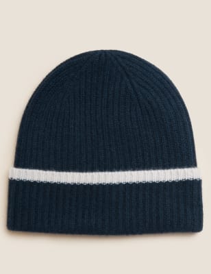 

Womens Autograph Beanie-Strickmütze aus reinem Kaschmir - Marineblau Melange, Marineblau Melange