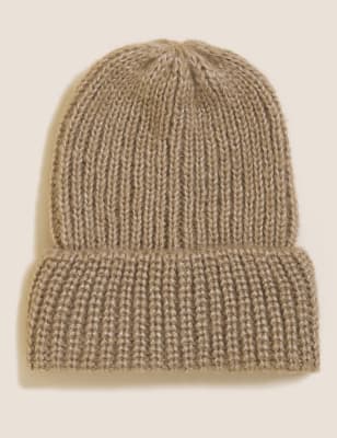 

Womens M&S Collection Fluffy Knitted Beanie Hat - Camel, Camel