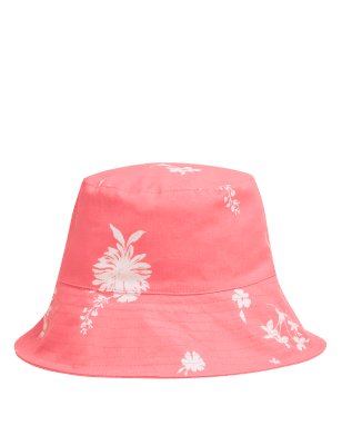 

Womens M&S Collection Pure Cotton Printed Wide Brim Hat - Coral, Coral