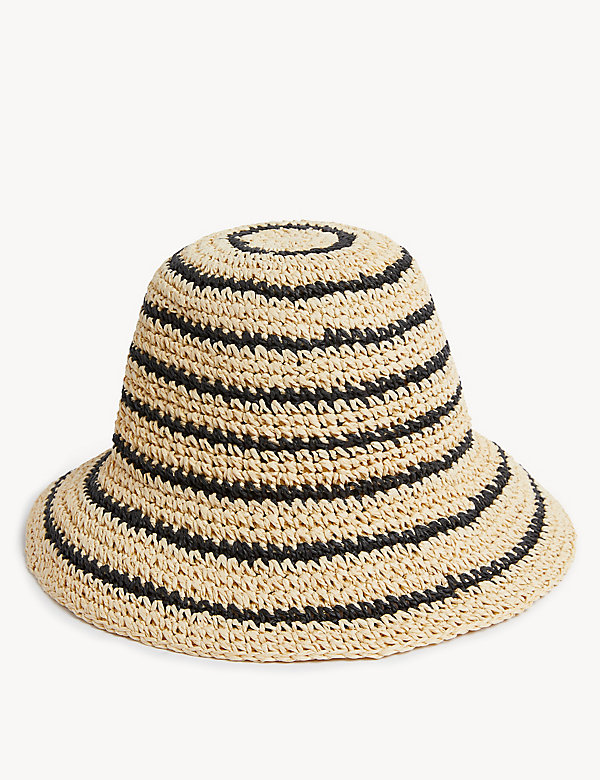 Striped Crochet Bucket Hat - IL