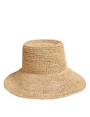 

Womens M&S Collection Straw Wide Brim Hat - Natural, Natural