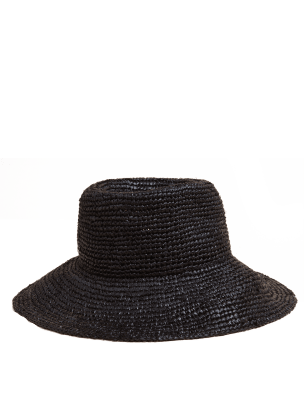 

Womens M&S Collection Straw Wide Brim Hat - Black, Black