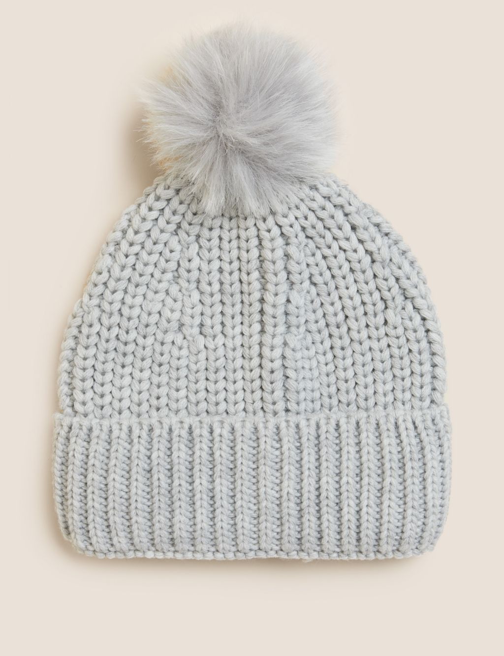 Knitted Faux Fur Pom Hat image 1