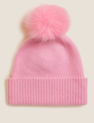 

Womens Autograph Bommelstrickmütze aus reinem Kaschmir - Rosa, Rosa