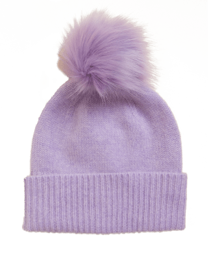 

Womens Autograph Pure Cashmere Knitted Pom Hat - Lavender, Lavender