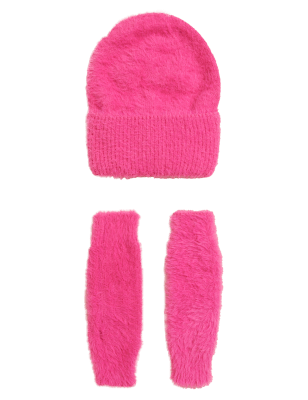 

Womens M&S Collection Fluffy Hat & Gloves Gift Set - Pink, Pink