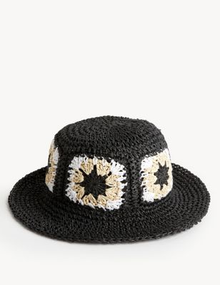 

Womens M&S Collection Floral Crochet Bucket Hat - Black Mix, Black Mix