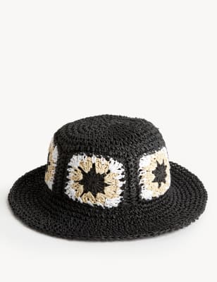 

Womens M&S Collection Floral Crochet Bucket Hat - Black Mix, Black Mix