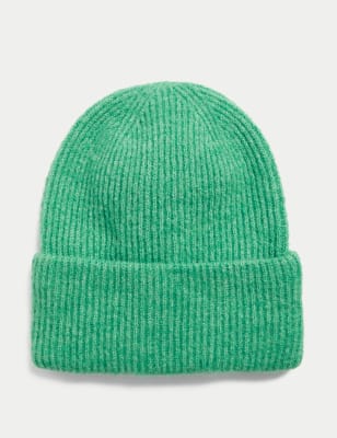 

Womens M&S Collection Ribbed Beanie Hat - Green, Green