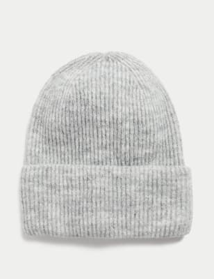 

Womens M&S Collection Ribbed Beanie Hat - Grey, Grey