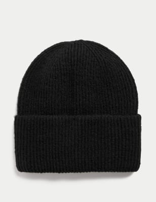 

Womens M&S Collection Ribbed Beanie Hat - Black, Black