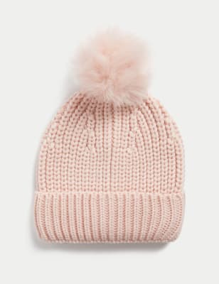 

Womens M&S Collection Knitted Pom Hat - Pink, Pink