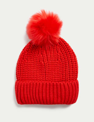 

Womens M&S Collection Knitted Pom Hat - Red, Red