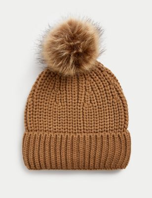 

Womens M&S Collection Knitted Pom Hat - Camel, Camel
