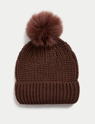 

Womens M&S Collection Knitted Pom Hat - Chocolate, Chocolate