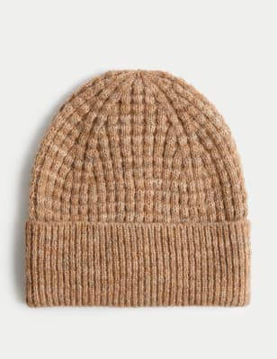 

Womens M&S Collection Knitted Beanie Hat with Wool - Camel, Camel