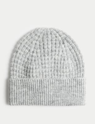 

Womens M&S Collection Beanie-Strickmütze mit Wollanteil - Grau, Grau