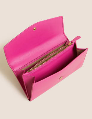 

M&S Collection Cartera plegable grande de piel efecto cocodriloWomens - Rosa Brillante, Rosa Brillante