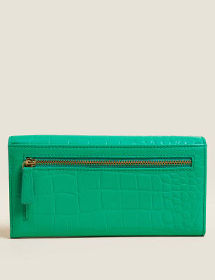 

Womens M&S Collection Leather Croc Effect Large Foldover Purse - Spearmint, Spearmint