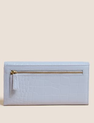 

M&S Collection Cartera plegable grande de piel efecto cocodriloWomens - Azul Pálido, Azul Pálido