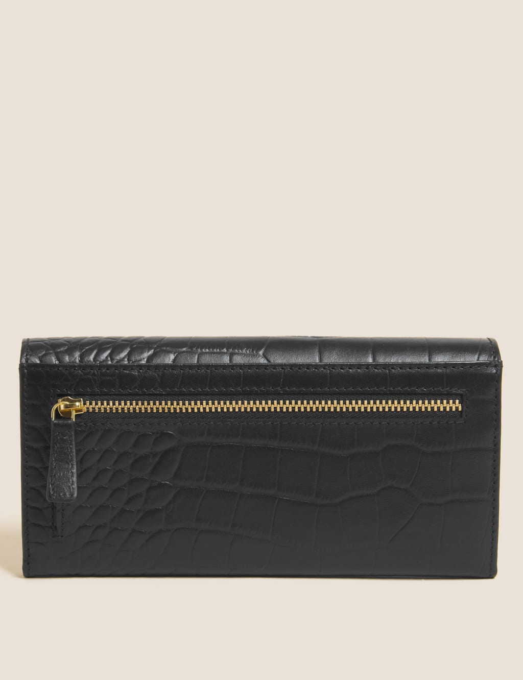 Leather Croc Effect Large Foldover Purse image 2