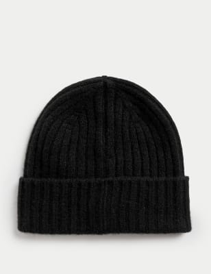 

Womens Autograph Pure Cashmere Rib Beanie Hat - Black, Black