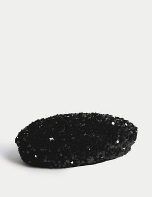 

Womens M&S Collection Sequin Beret Hat - Black, Black