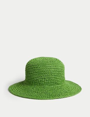 

Womens M&S Collection Straw Packable Bucket Hat - Green, Green