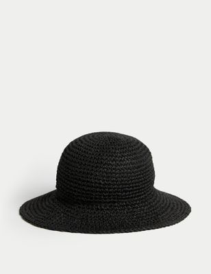 

Womens M&S Collection Straw Packable Bucket Hat - Black, Black