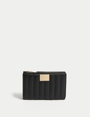 

Womens M&S Collection Leather Card Safe™ Purse - Black, Black