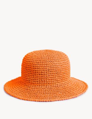 

Womens M&S Collection Packable Crochet Bucket Hat - Orange, Orange
