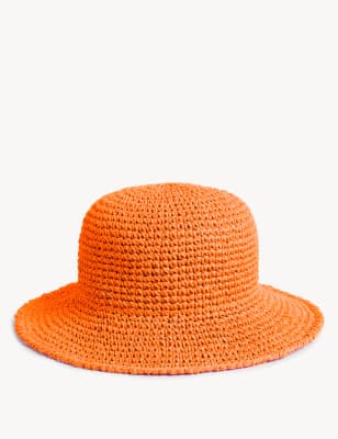 

Womens M&S Collection Packable Crochet Bucket Hat - Orange, Orange