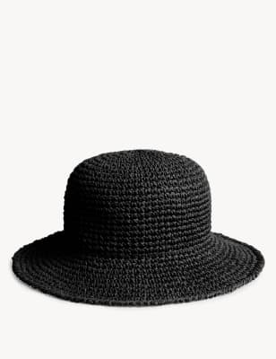 

Womens M&S Collection Packable Crochet Bucket Hat - Black, Black