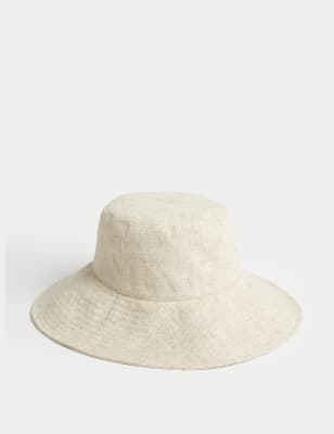 Wide Brim Summer Sun Hat Neutral Linen