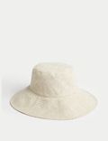 Καπέλο bucket με φαρδύ γείσο από λινό