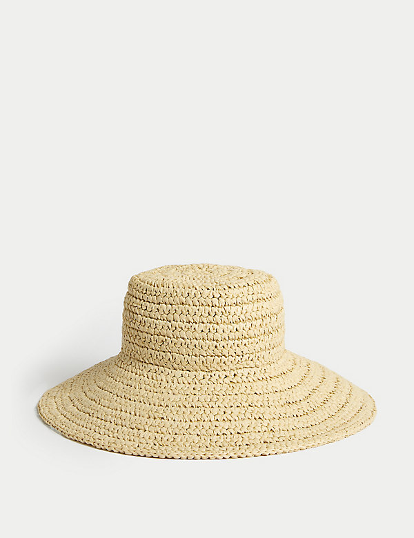 Marks & Spencer Straw Wide Brim Hat - Natural - M-L