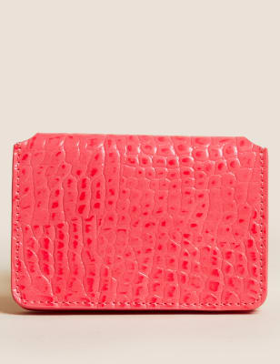 

Womens M&S Collection Croc Accordion Cardholder - Bright Coral, Bright Coral