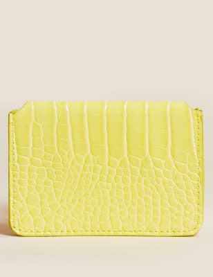 Womens M&S Collection Croc Accordion Cardholder - Light Citrus