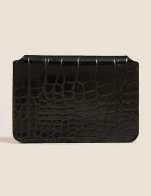 

Womens M&S Collection Croc Accordion Cardholder - Black, Black