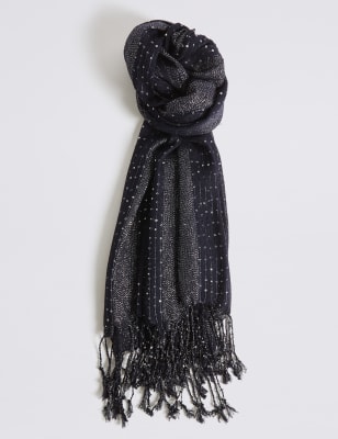 White & Grey Striped Scarf