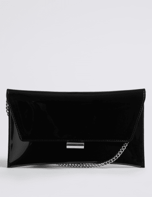 black faux leather clutch bag