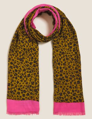 

Womens M&S Collection Animal Scarf with Modal - Brown Mix, Brown Mix