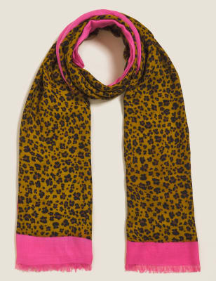 

Womens M&S Collection Animal Scarf with Modal - Brown Mix, Brown Mix