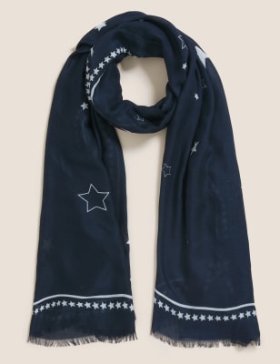 

Womens M&S Collection Star Scarf with Modal - Navy Mix, Navy Mix