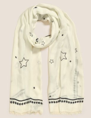 

Womens M&S Collection Star Scarf with Modal - Cream Mix, Cream Mix