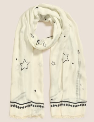 

M&S Collection Fular de estrellas con modalWomens - Mezcla De Tonos Crema, Mezcla De Tonos Crema