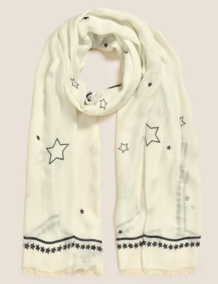 

Womens M&S Collection Star Scarf with Modal - Cream Mix, Cream Mix